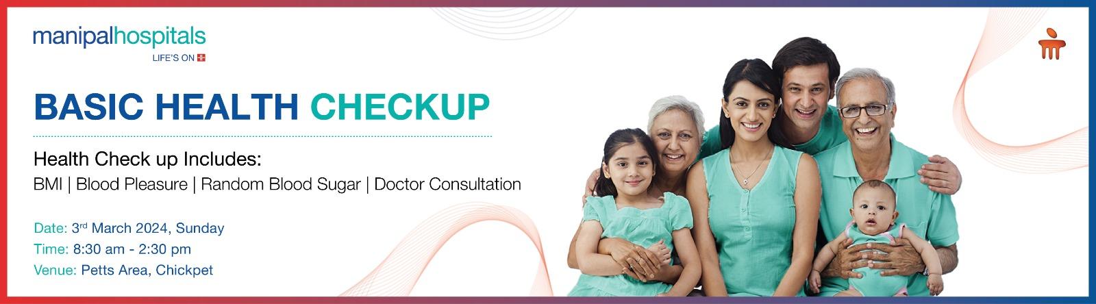 Health camp- Petts Area - Manipal Hospital Miller’s Road